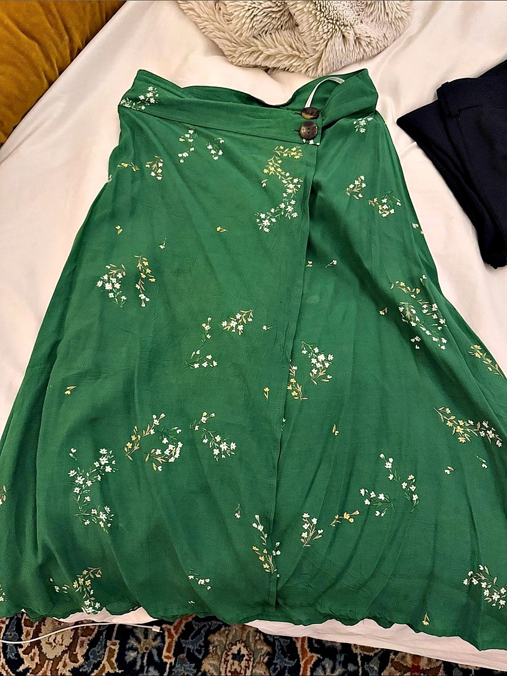 Faithful the Brand Floral Midi Skirt Green Size Medium